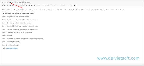 Đăng hình ảnh vào nội dung bài viết website