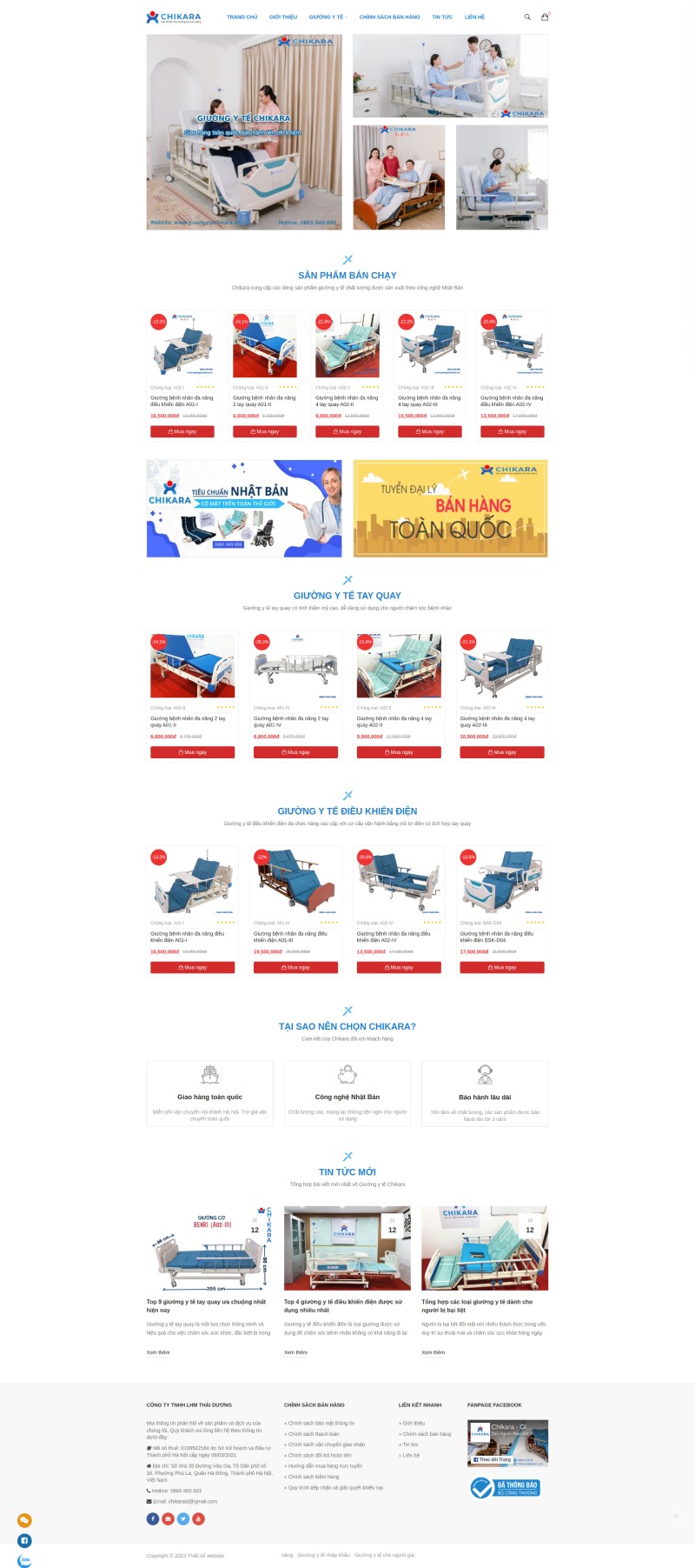 Trang chủ website bán thiết bị y tế