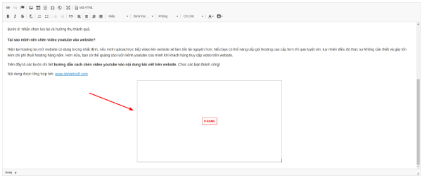 Upload video Youtube vào nội dung bài viết website